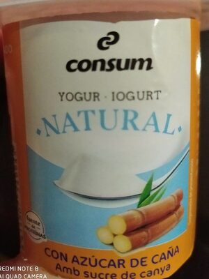 Yogur natural azúcar de caña front packaging