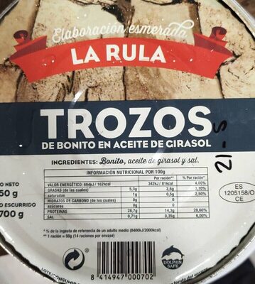 Trocitos de bonito en aceite girasol LA RULA