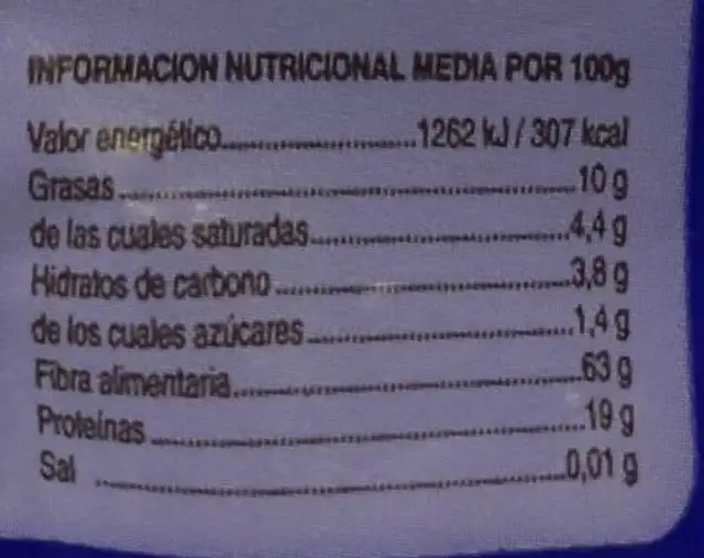 Cafes paquillo descafeinado nutrition facts table