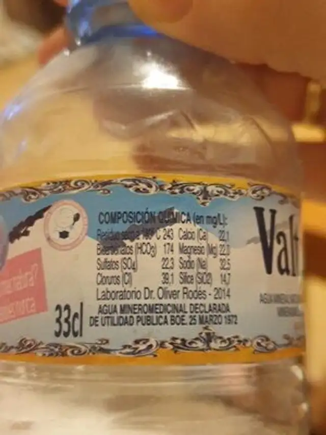 Agua Valtorre De Mineralizacion Debil ingredients label