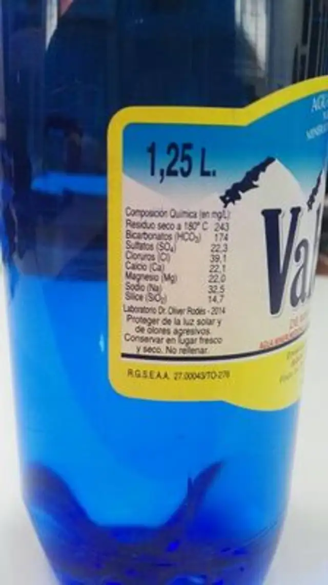 Agua Valtorre nutrition facts table