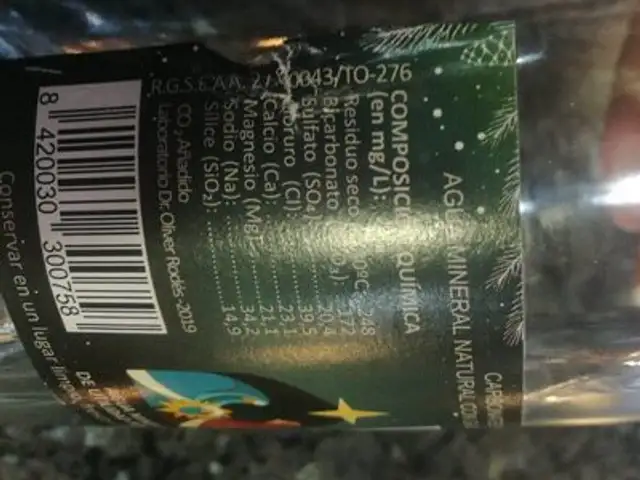 agua nutrition facts table