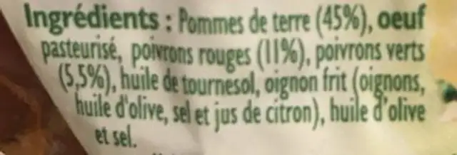 Te gusta, Tortilla pommes de terre poivrons halal , le paquet de 500 gr ingredients label