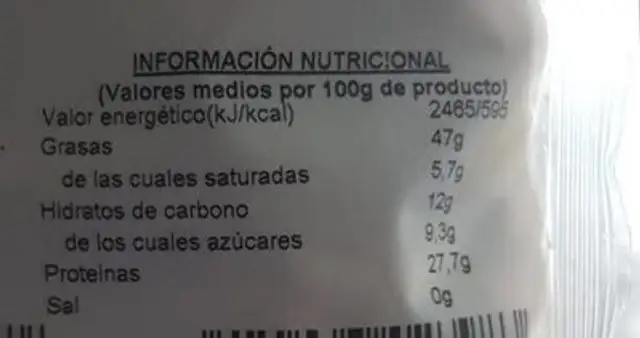 Pistacho mondado crudo nutrition facts table