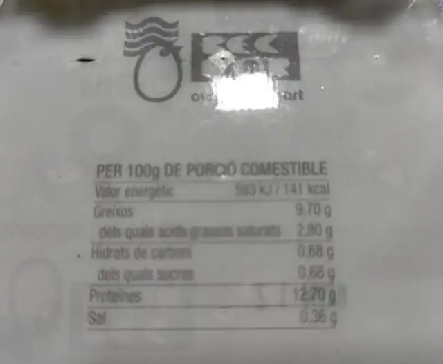 Huevos frescos nutrition facts table