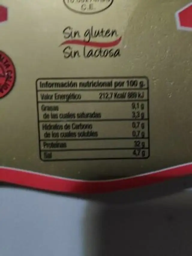 Jamón reserva de hembra nutrition facts table