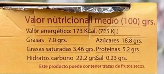 Flam d’ou nutrition facts table