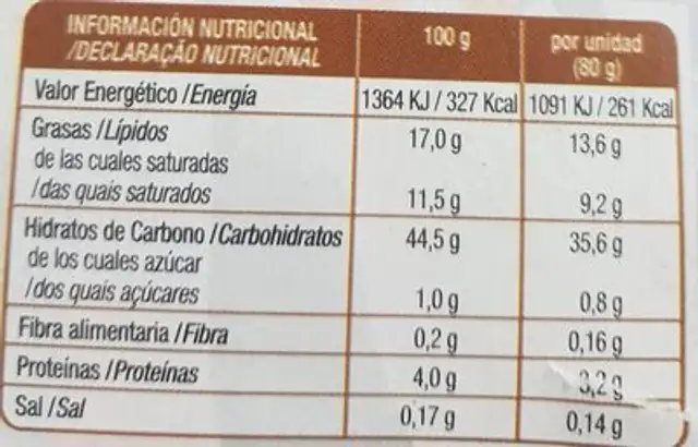 Summun nata nutrition facts table