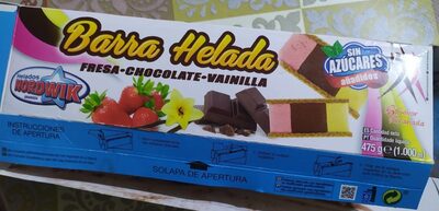 Barra helada de fresa, chocolate y vainilla