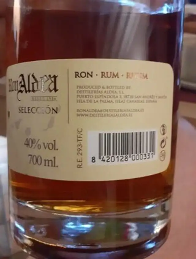 Rhum Seleccion nutrition facts table