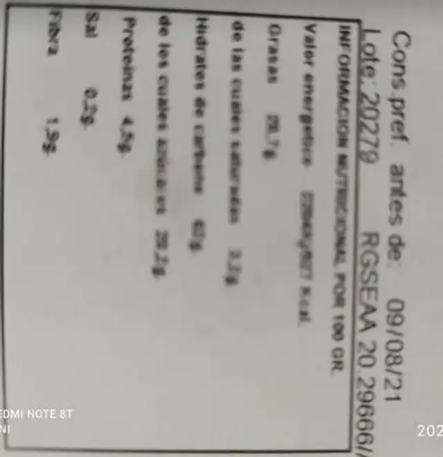 Mantecados de almendras nutrition facts table
