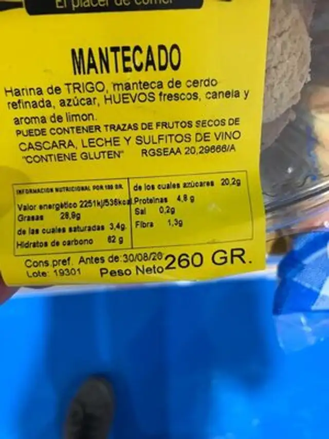Unknown nutrition facts table