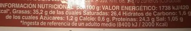 Queso de oveja curado nutrition facts table
