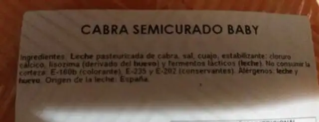Queso de cabra nutrition facts table