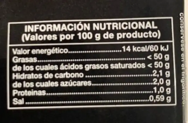 Tomate al natural entero nutrition facts table