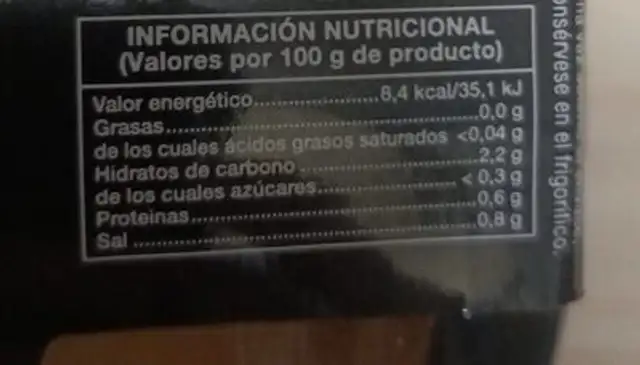 CARDO AL NATURAL nutrition facts table