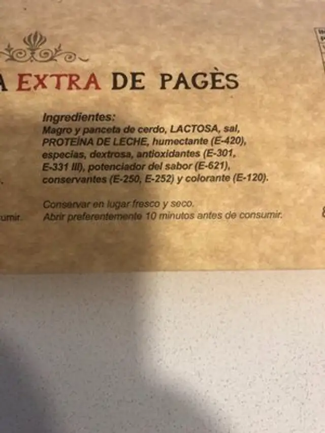 Unknown ingredients label