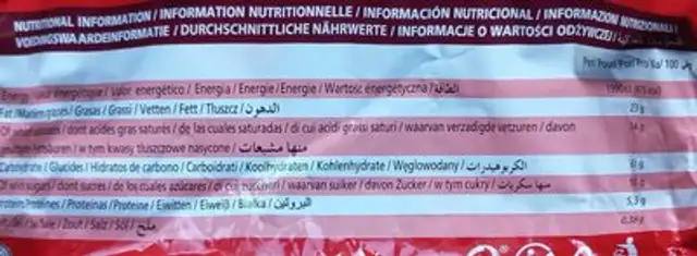 Les p'tits minis nutrition facts table