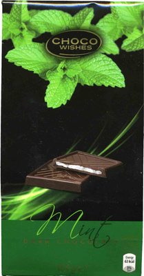 Mini tabletas de chocolate negro relleno sabor menta