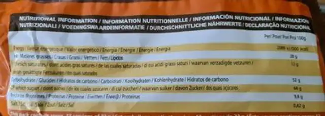 Peanut chocolate treat bars nutrition facts table
