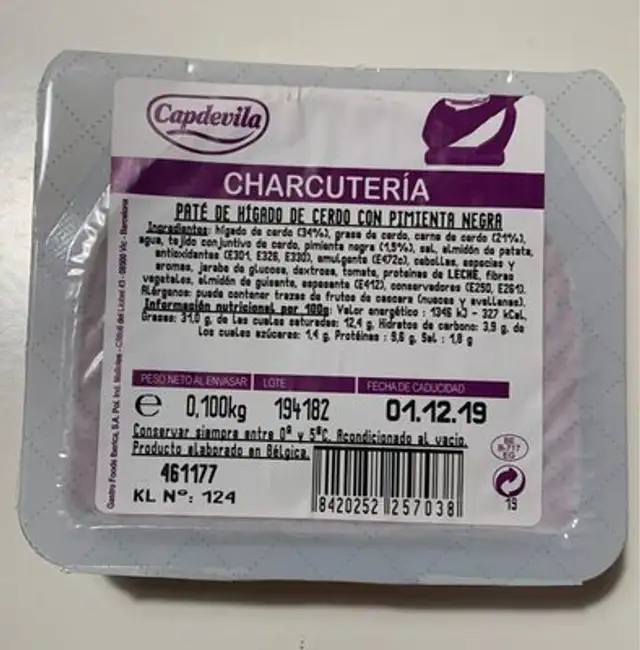 Paté de hígado de cerdo con pimienta negra