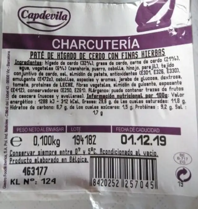Paté de hígado de cerdo con finas hierbas