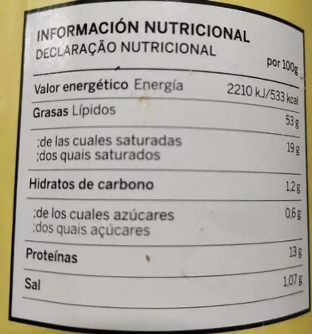 Mousse de foie gras nutrition facts table