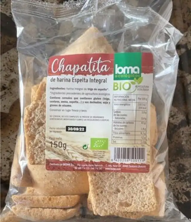 Chapatita de harina integral de espelta