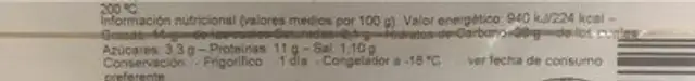 Nuggets de pollo nutrition facts table