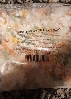 Arroz 3D/ Tortilla front packaging