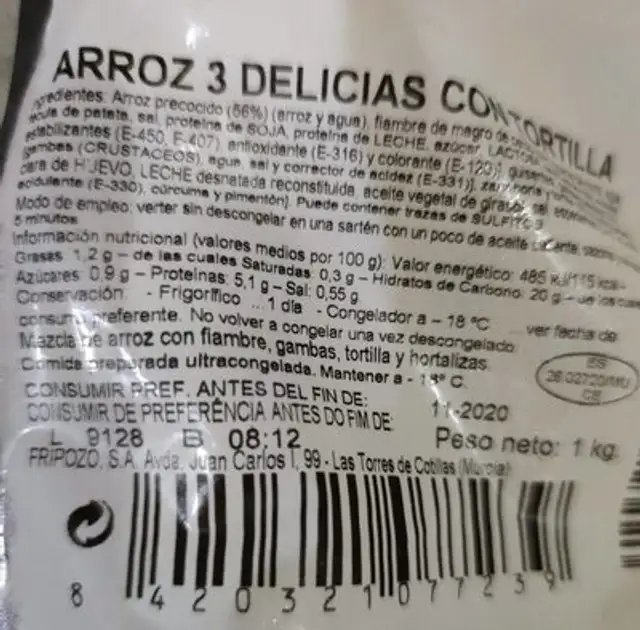 Arroz 3 delicias con tortilla