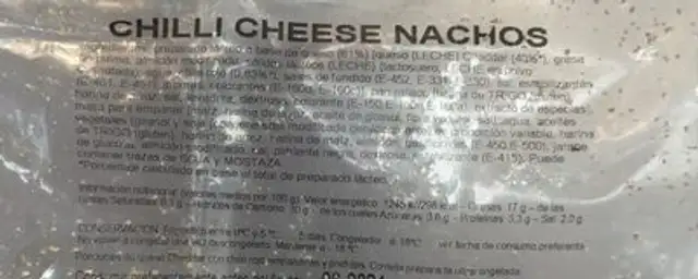 Chilli cheese naches DOMINO’S nutrition facts table