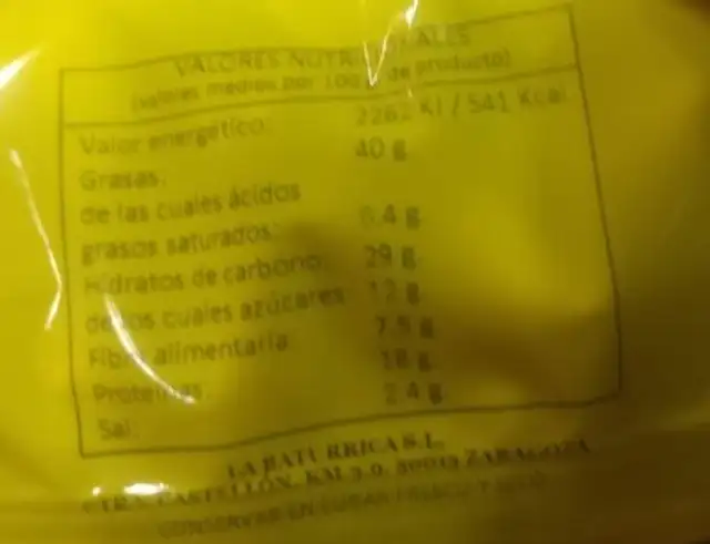 Cóctel Extra Frutos Secos ELECLERC nutrition facts table