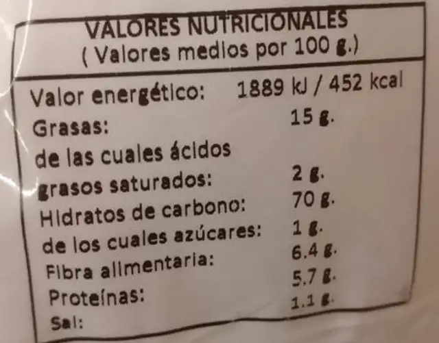 Maíz gigante frito sabor barbacoa nutrition facts table