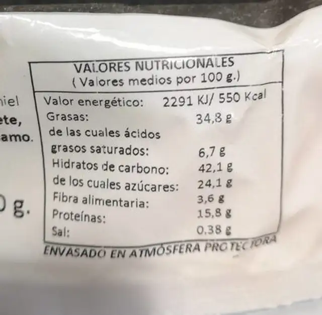 Artesanos del Tueste La Baturrica nutrition facts table