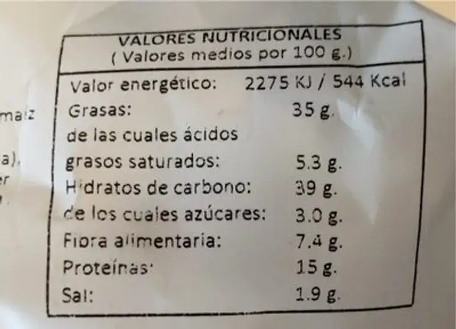 T-care natural nuts nutrition facts table