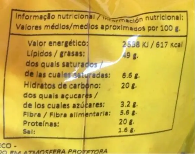 Cacahuete frito 250 gr nutrition facts table