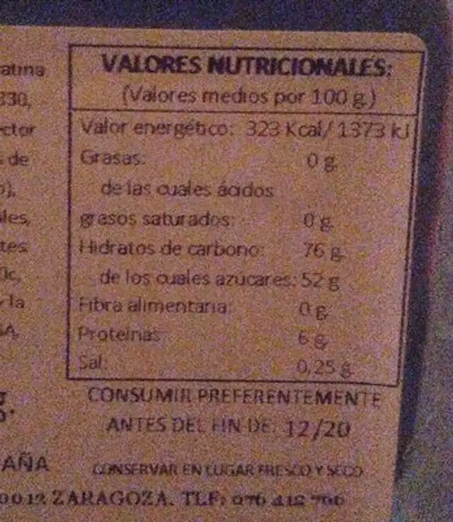 Junior mix nutrition facts table