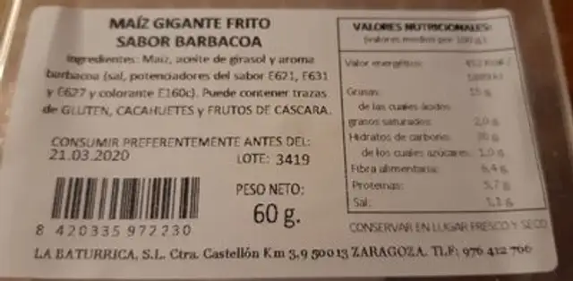 Maiz gigante sabor barbacoa