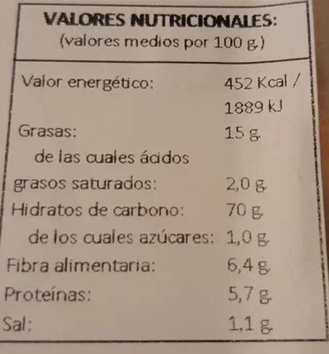 Maiz gigante sabor barbacoa nutrition facts table