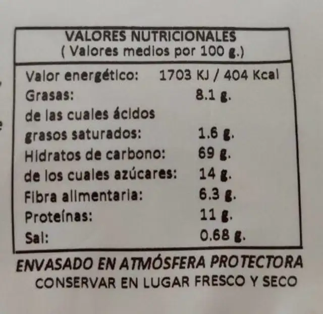 Go Nuts Snack Oriental nutrition facts table