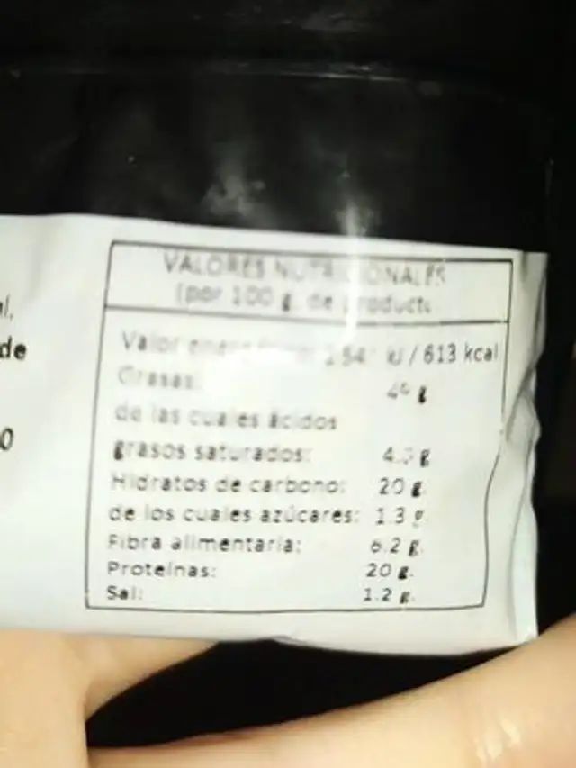 Pipas peladas nutrition facts table