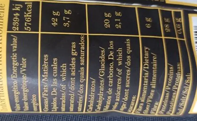 Don pipo nutrition facts table