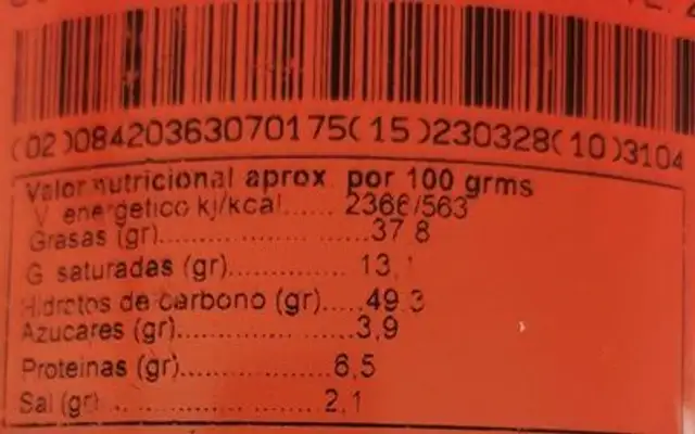 COCKTAIL BUENO nutrition facts table