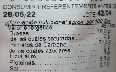 Kiko gigante 140grs nutrition facts table