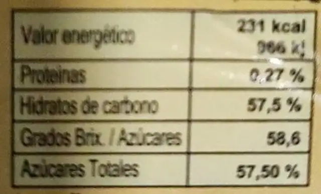 Dulce de ciruela frutambar nutrition facts table
