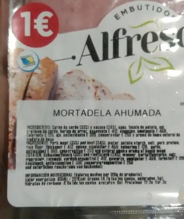 Mortadela ahumada nutrition facts table