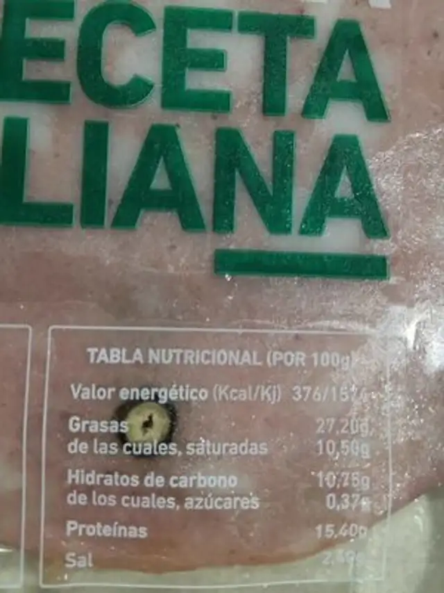 Mortadela receta italiana nutrition facts table
