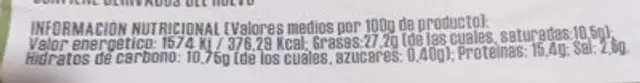 Mortadela tipo Italiana nutrition facts table