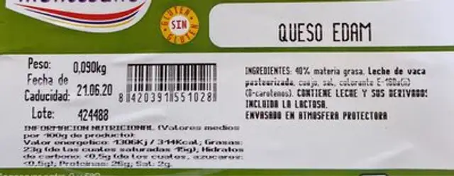 Queso esam nutrition facts table